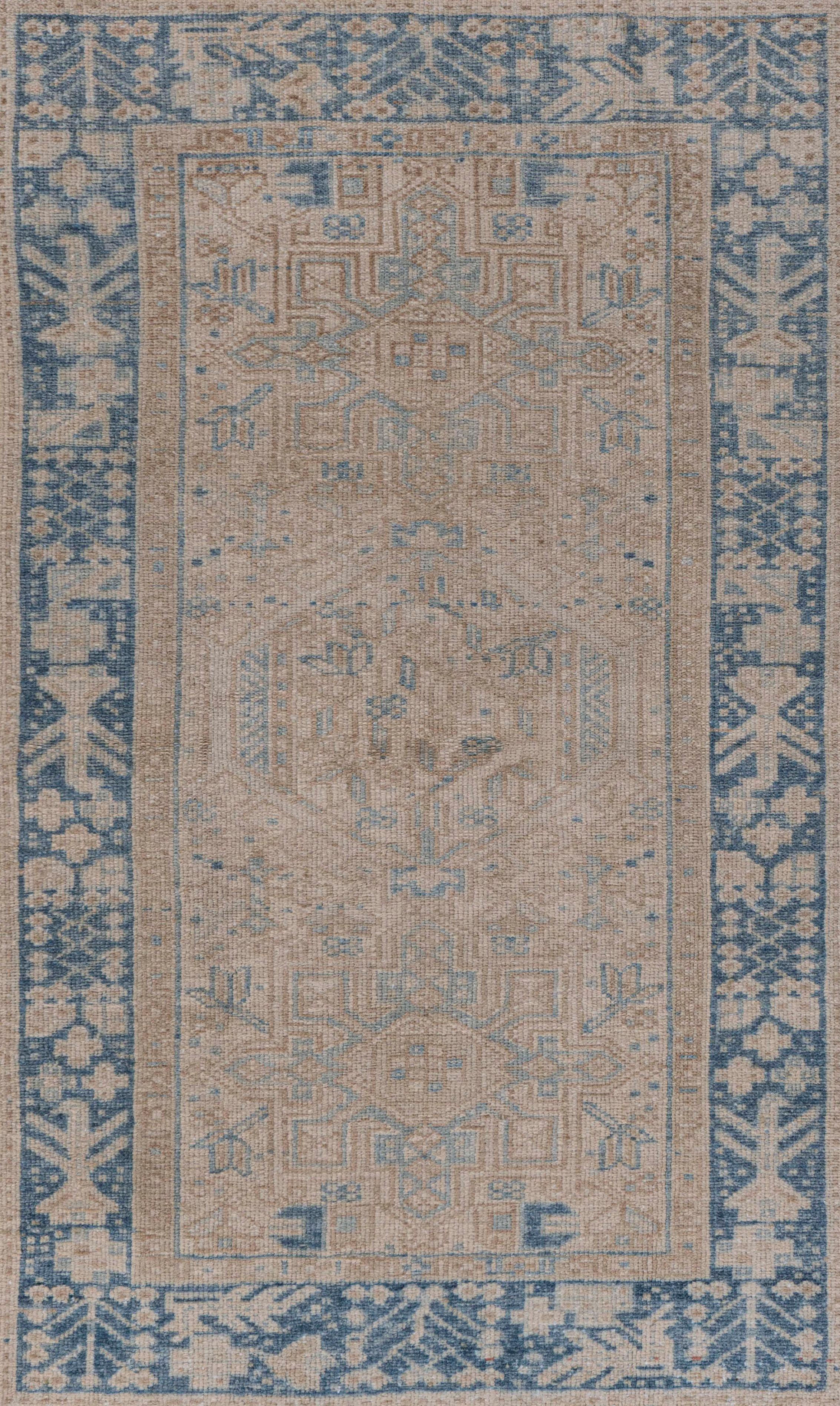 Antiker persischer Heriz-Teppich in Beige, handgeknüpft, um 1920, 3'1 X 4'6 (Wolle) im Angebot