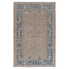 Antique Circa 1920 Beige Persian Heriz Hand Knotted Rug 3'1 X 4'6