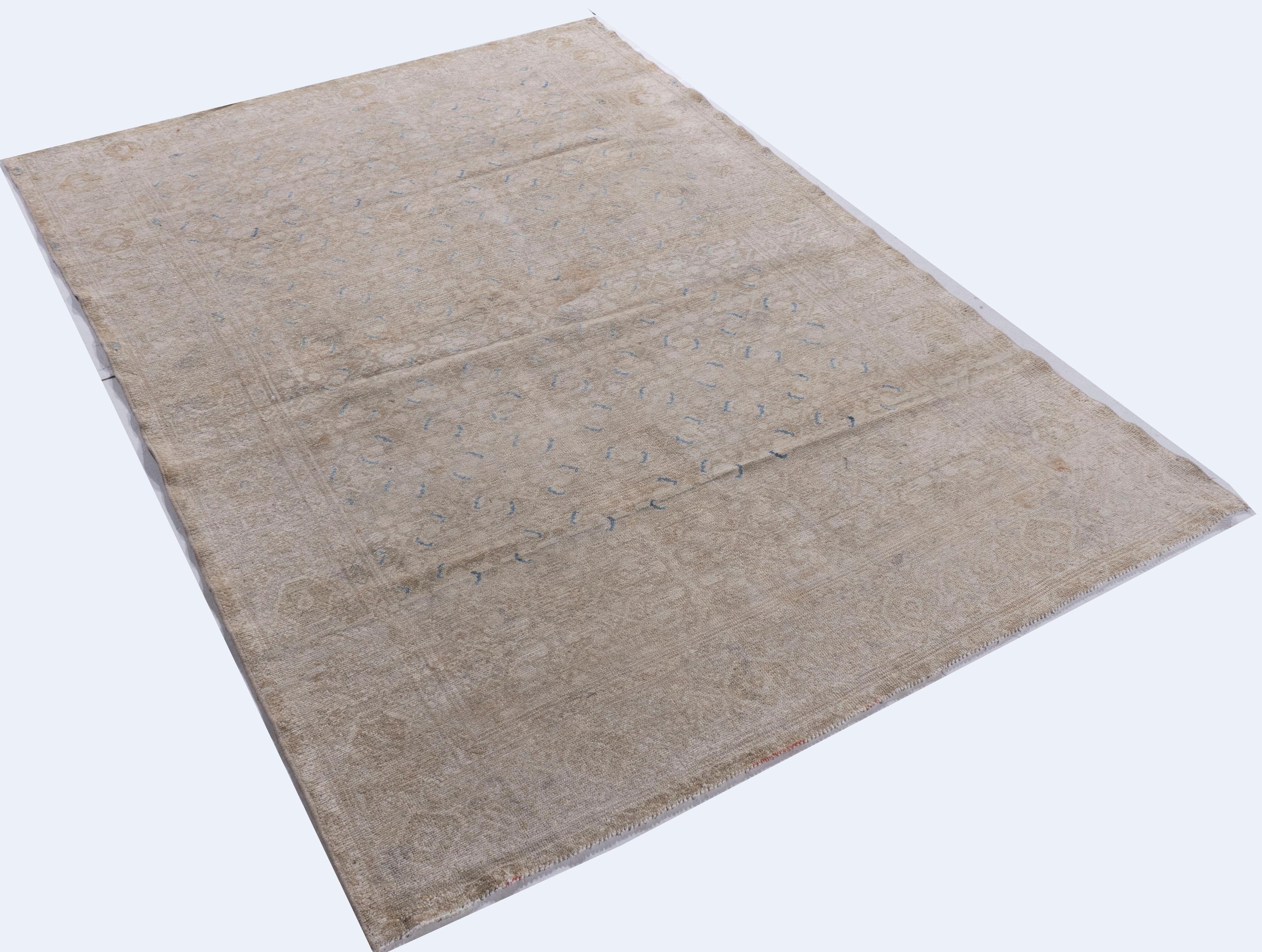 Antiker persischer Malayer-Teppich in Beige, handgeknüpft, um 1920, 4' X 6'2 im Zustand „Gut“ im Angebot in New York, NY