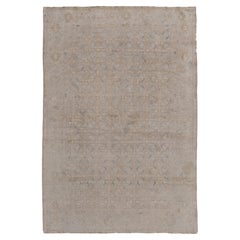 Antigua Alfombra Persa Malayer Beige Anudada a Mano Circa 1920 4' X 6'2