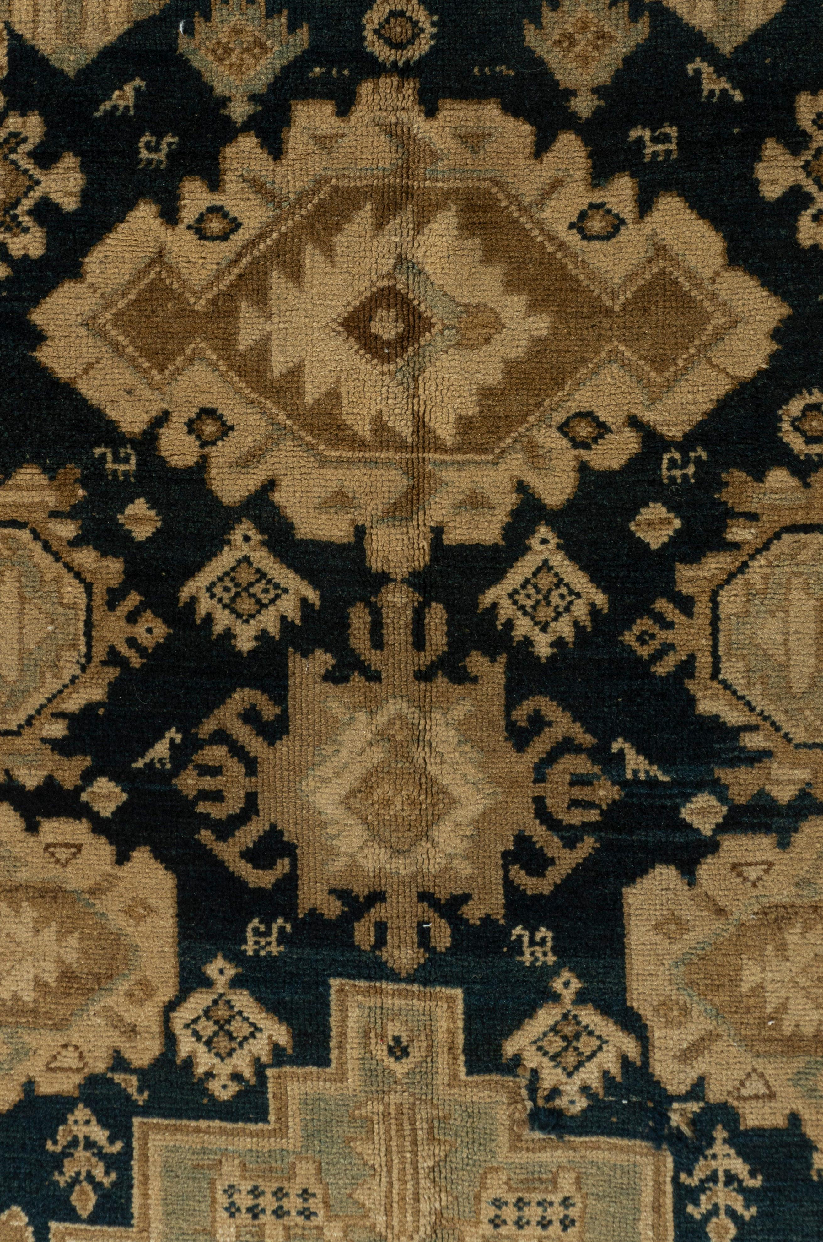 Lana Antico tappeto blu persiano Malayer annodato a mano del 1920 circa in vendita