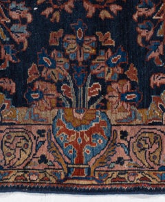 Antico tappeto quadrato blu CIRCA 1920 Persiano Lilihan annodato a mano