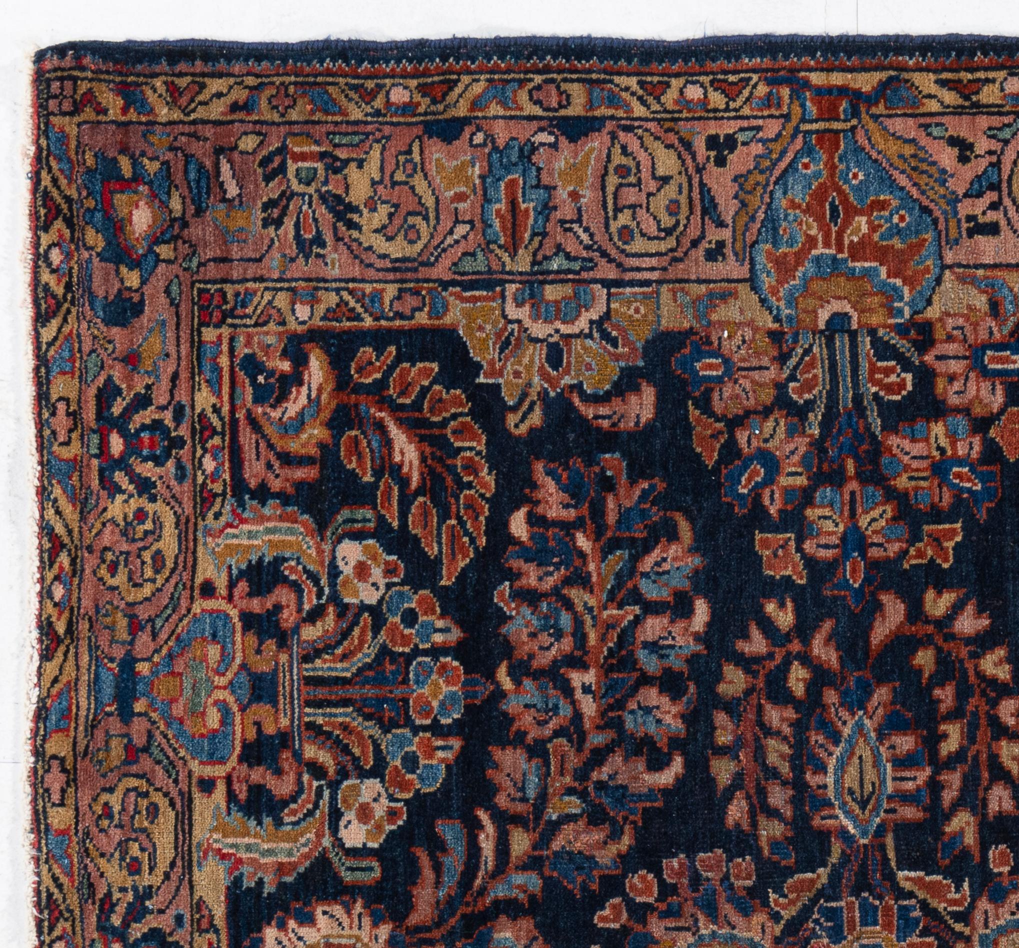 Antiker blauer quadratischer persischer Lilihan-Teppich, handgeknüpft, um 1920 (20. Jahrhundert) im Angebot