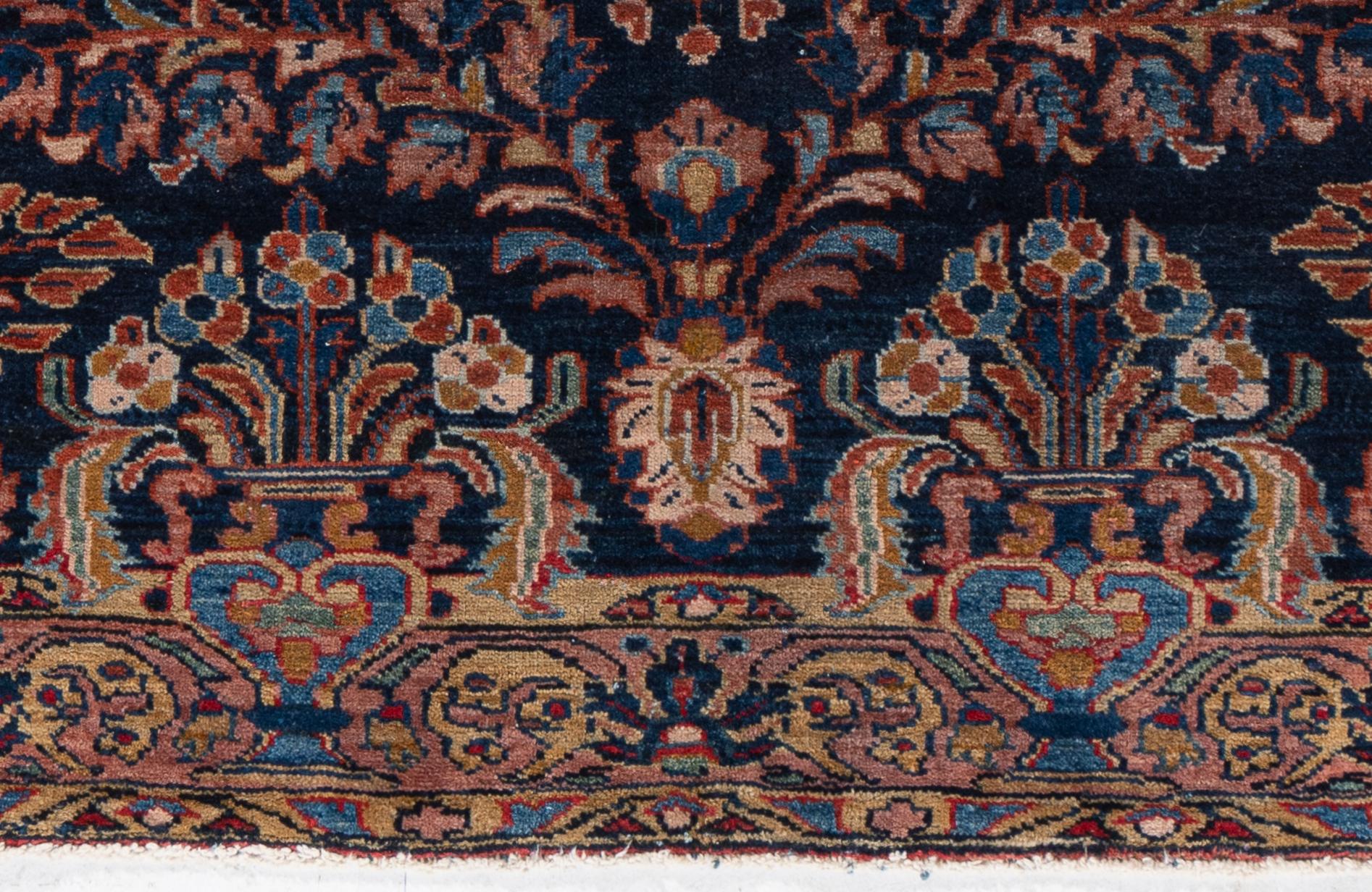 Antiker blauer quadratischer persischer Lilihan-Teppich, handgeknüpft, um 1920 im Angebot 1