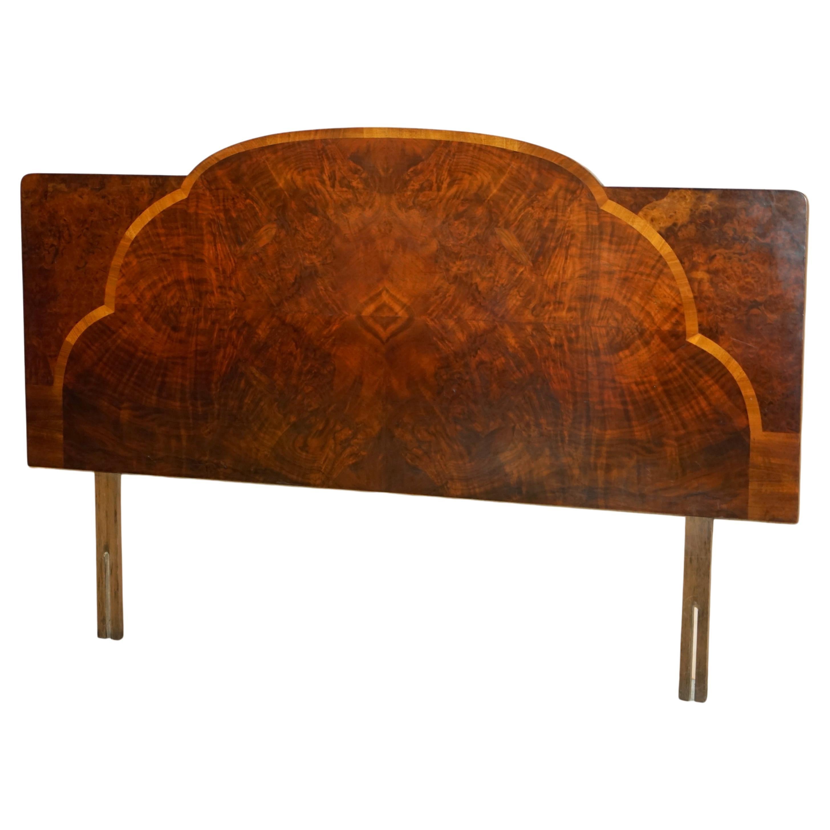 Antique circa 1920 Burr Walnut Double Headboard Which Is Part of a Large Suite