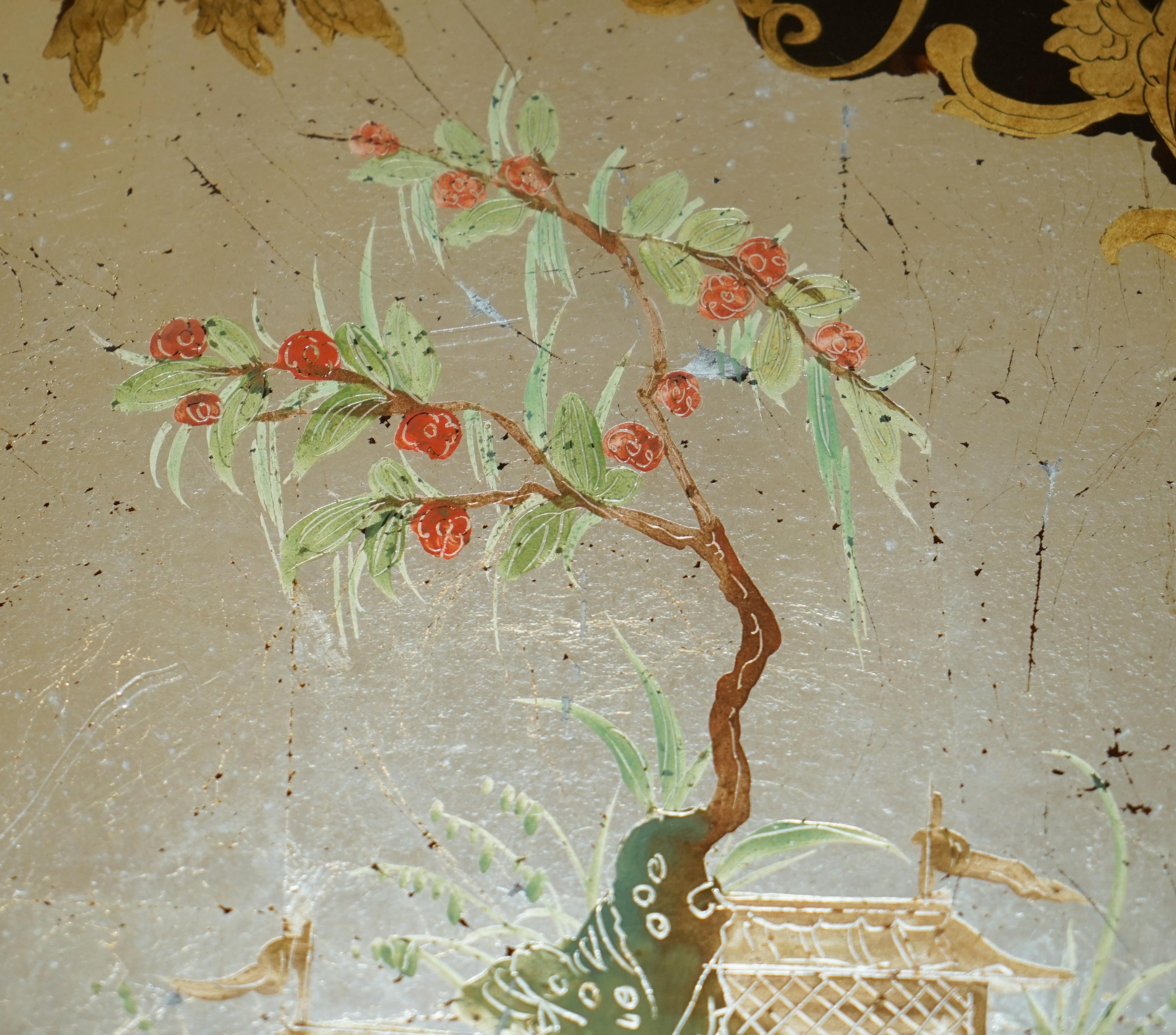 ANTIQUE CIRCA 1920 CHINESE CHINOISERIE HAND PAiNTED OCCASIONAL CENTRE TABLE For Sale 10