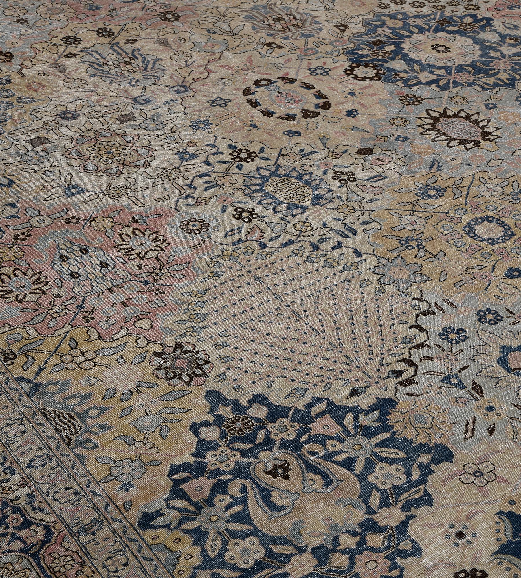Antique, Circa 1920, Floral Persian Tabriz Rug In Good Condition For Sale In West Hollywood, CA