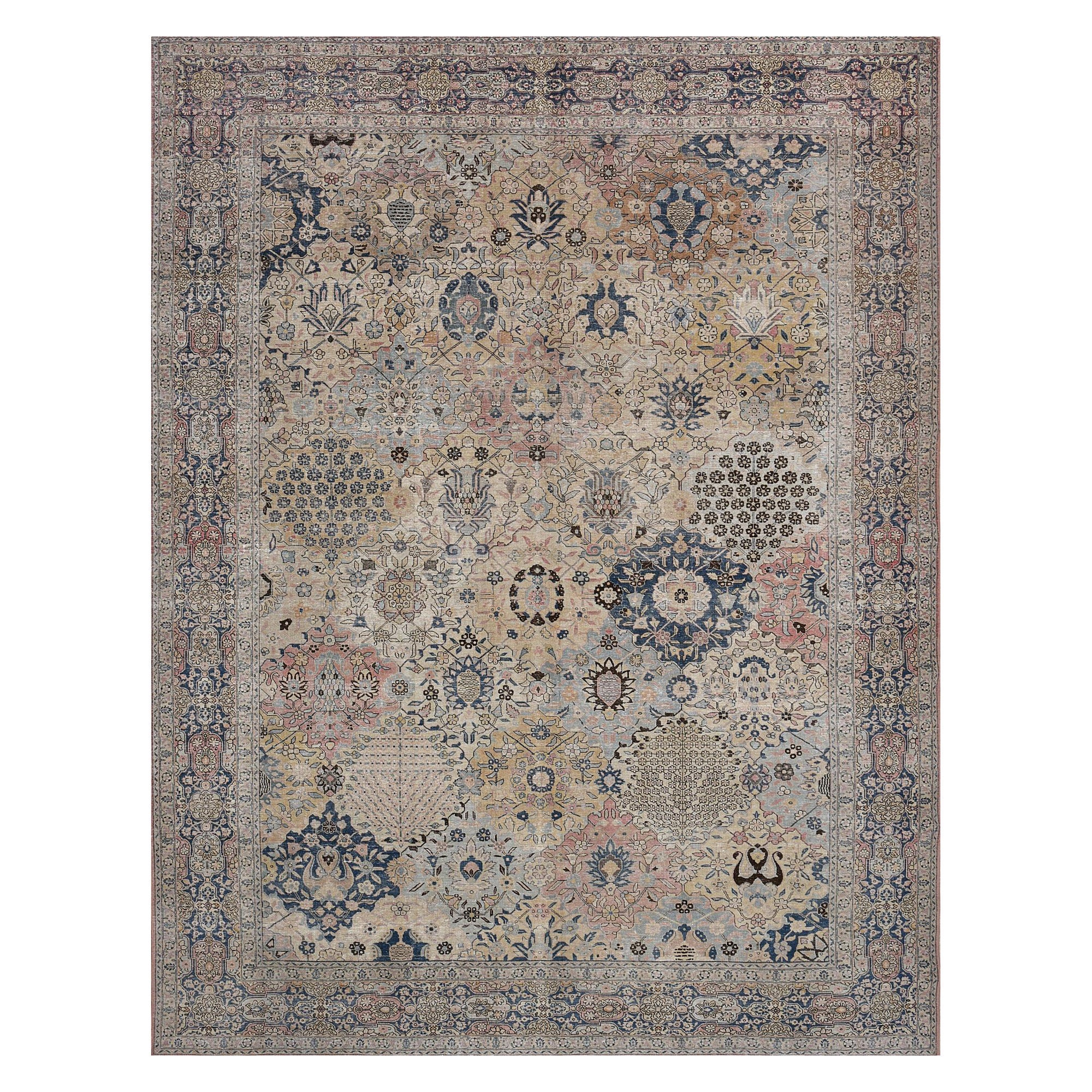 Ancien tapis persan de Tabriz à fleurs, vers 1920