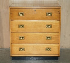 Antique circa 1920 Light Oak Military Campaign Chest of Drawers with Drop Front