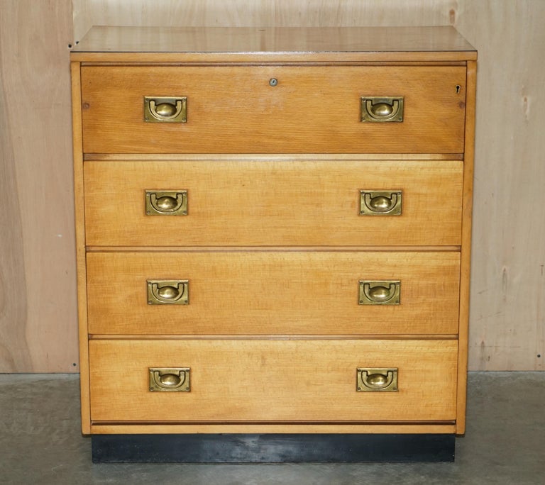 Antique circa 1920 Light Oak Military Campaign Chest of Drawers with ...