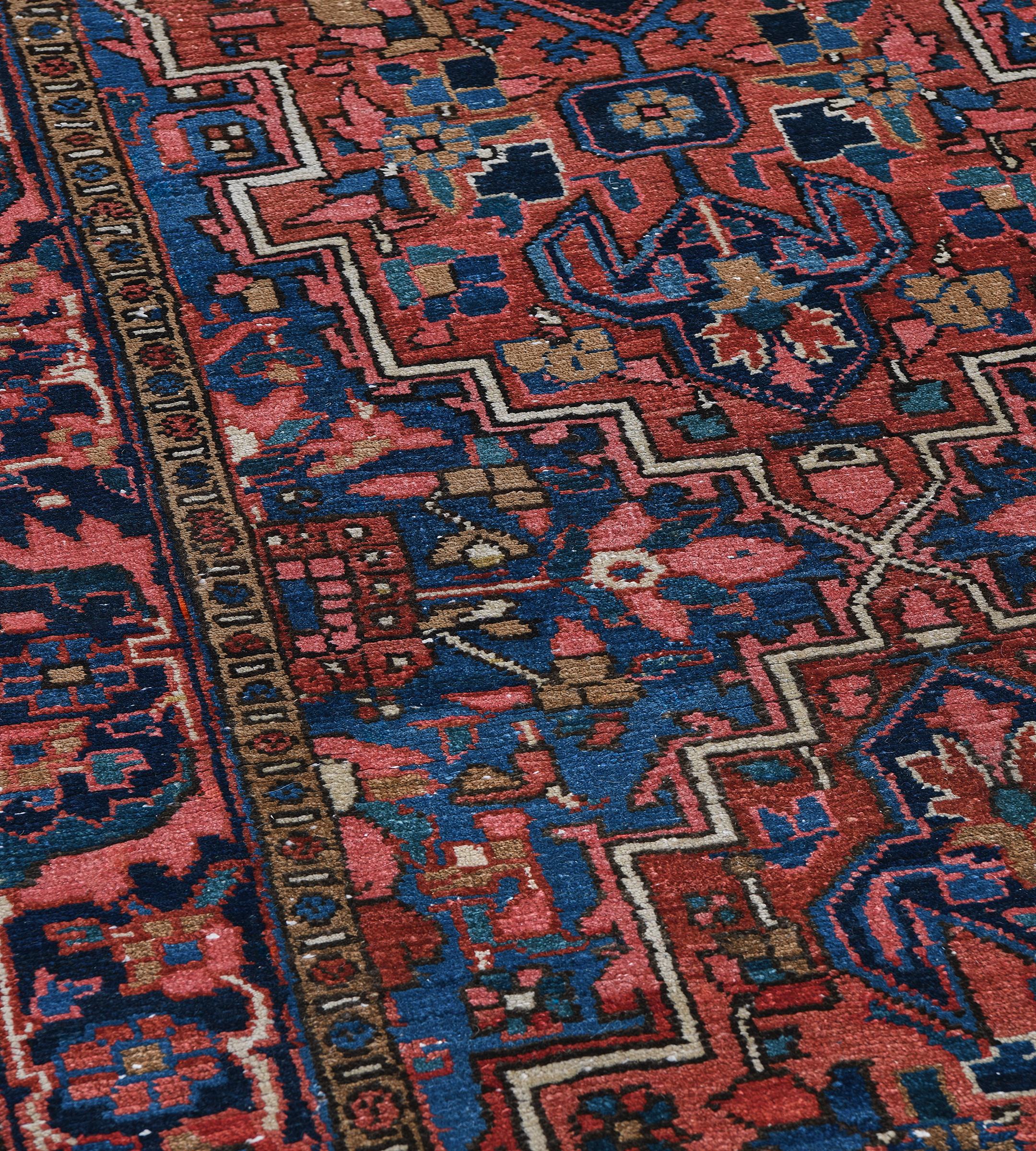Hand-Knotted Antique Circa 1920 Red Floral Wool Persian Heriz Runner For Sale