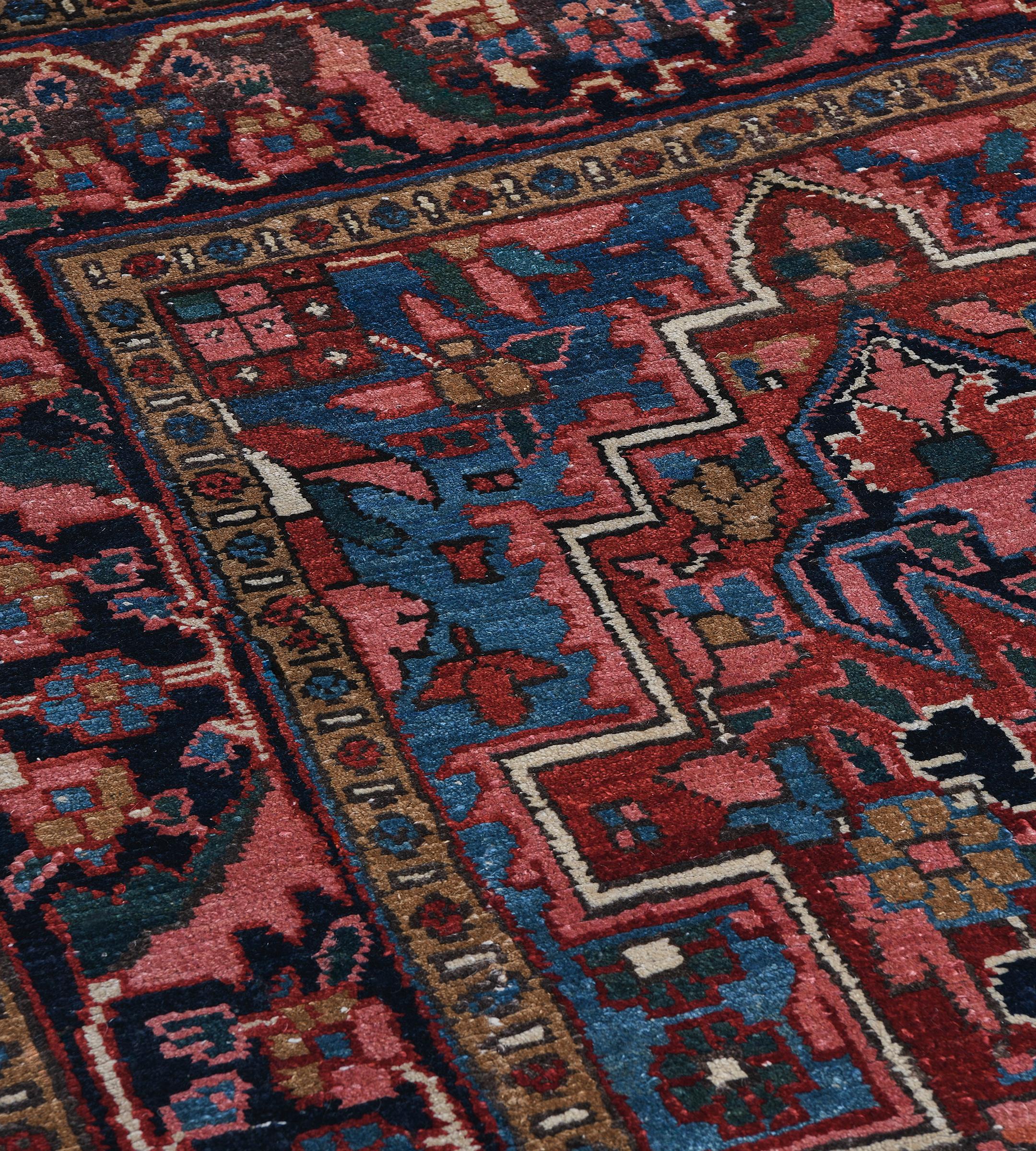Antique Circa 1920 Red Floral Wool Persian Heriz Runner In Good Condition For Sale In West Hollywood, CA