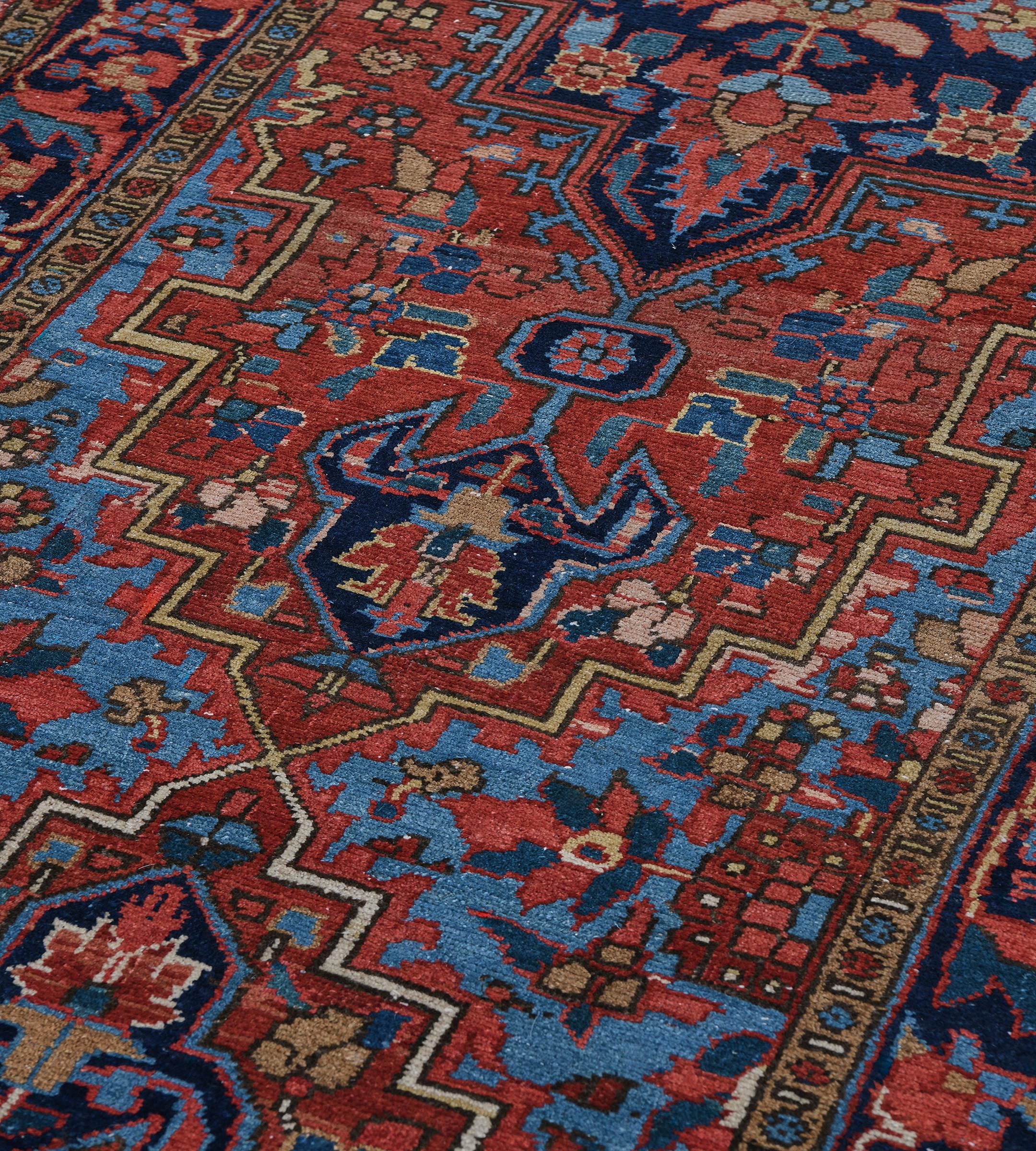 20th Century Antique Circa 1920 Red Floral Wool Persian Heriz Runner For Sale