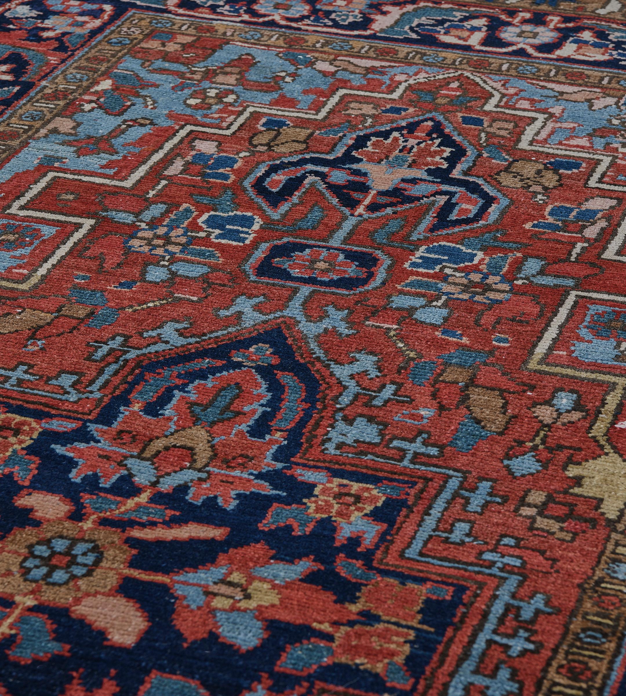 Antique Circa 1920 Red Floral Wool Persian Heriz Runner For Sale 1