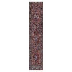 Antique Circa 1920 Red Floral Wool Persian Heriz Runner