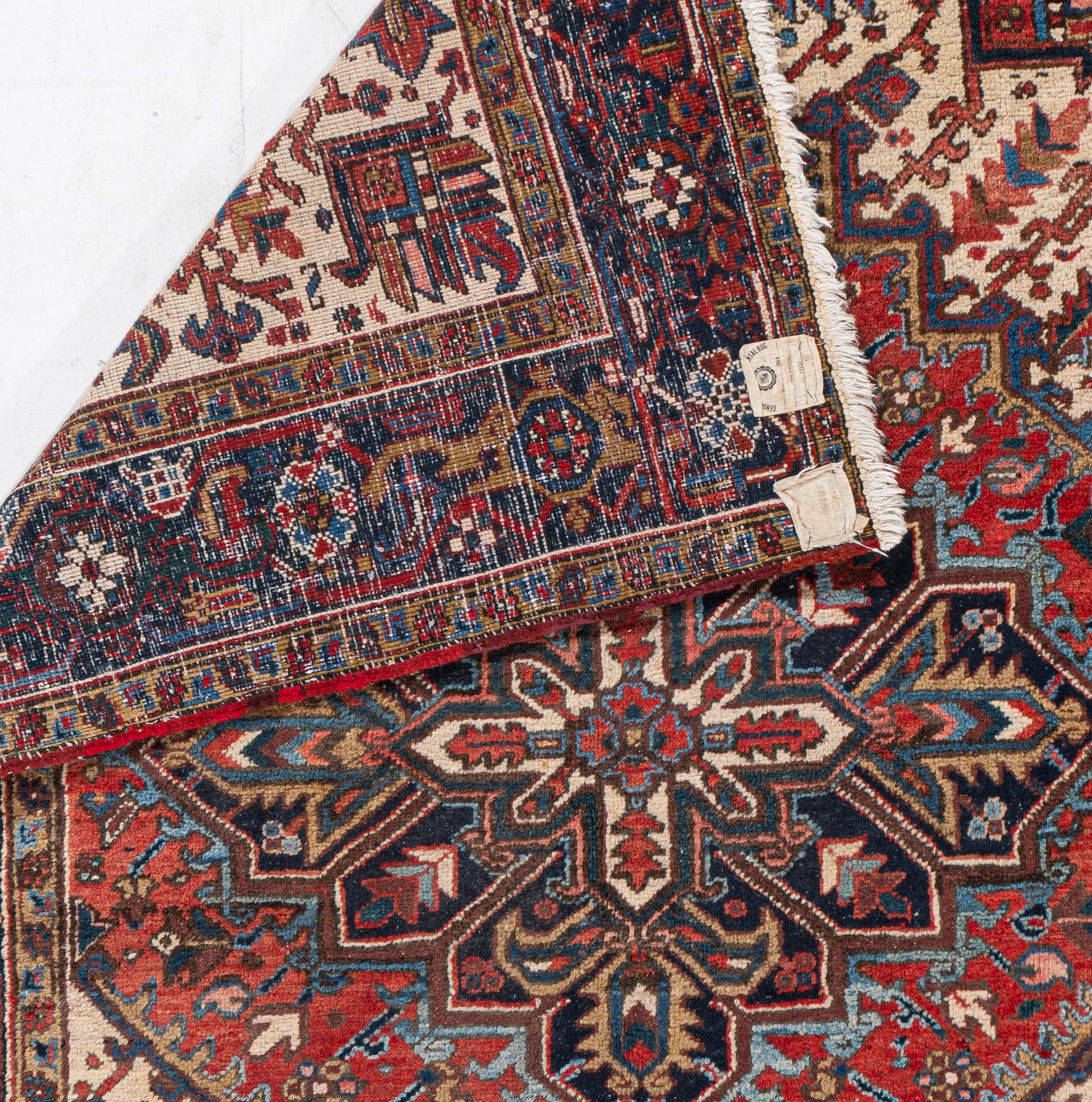 Antique Circa 1920 Red Persian Heriz Hand Knotted Rug 5'11 X 7'4 For Sale 1