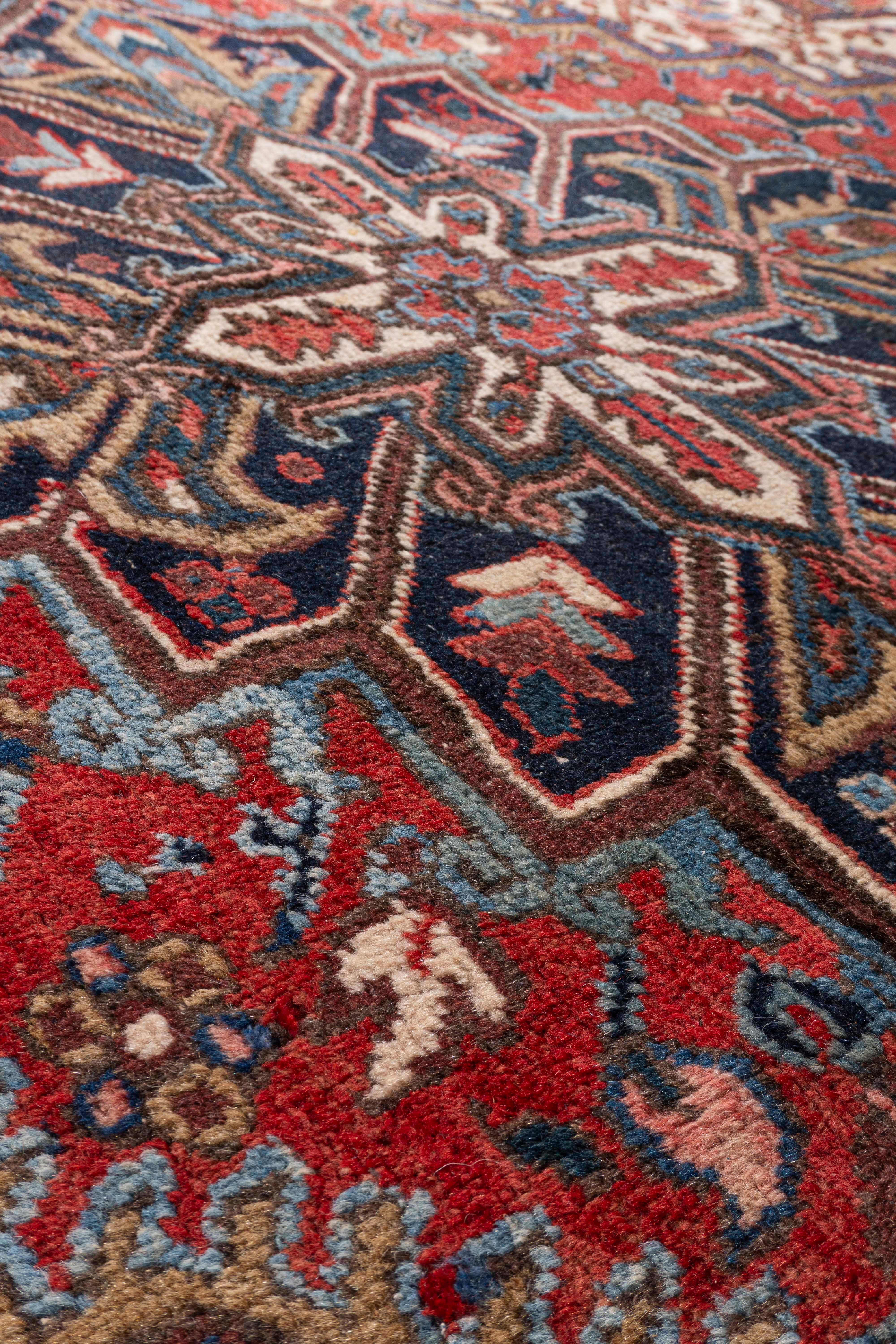 Antique Circa 1920 Red Persian Heriz Hand Knotted Rug 5'11 X 7'4 For Sale 2