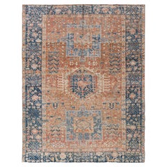 Antique Circa 1920 Soft Brick Persian Karaja Hand Knotted Wool Rug 4'8 X 6'1