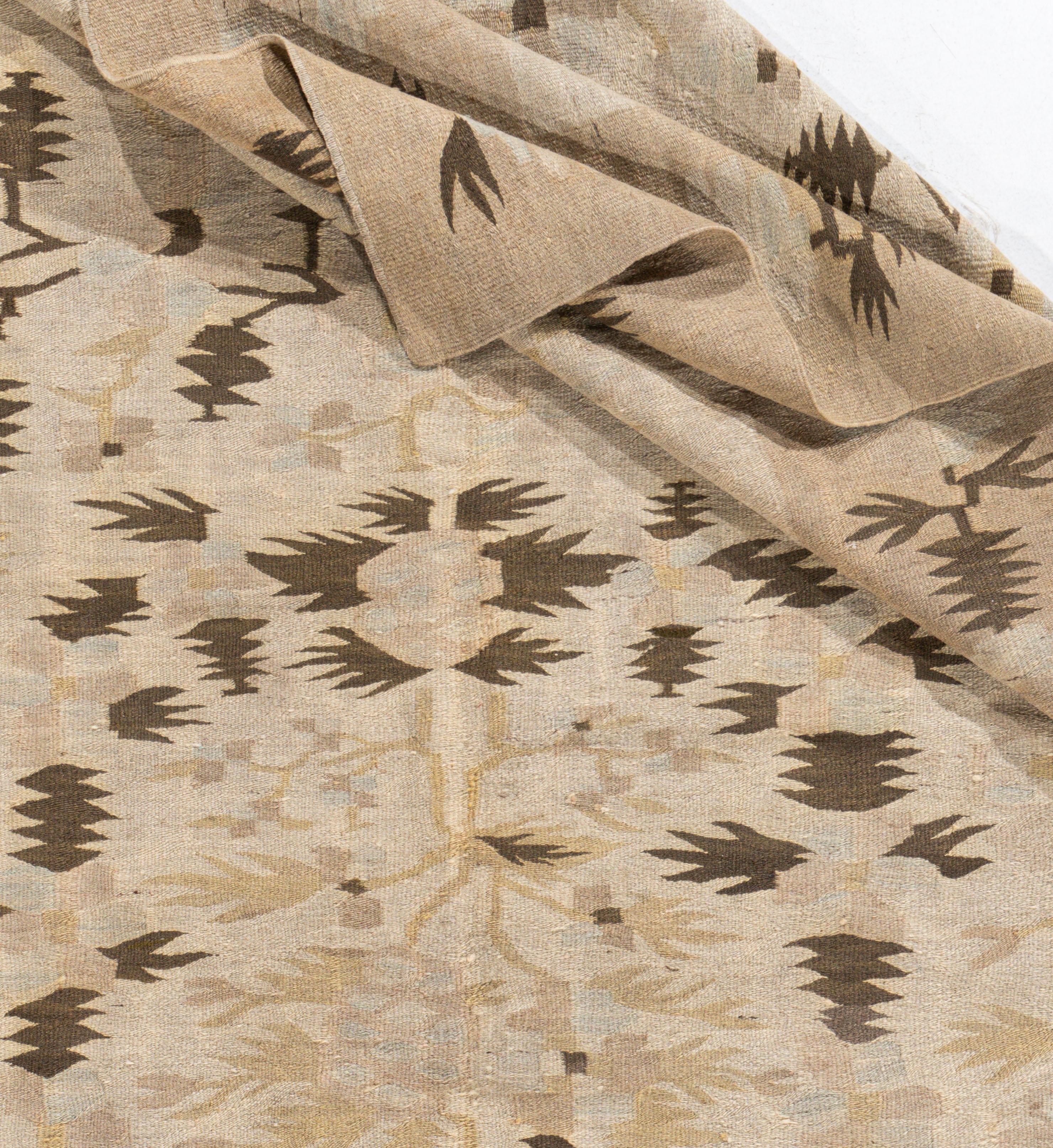 20th Century Antique Circa 1920 Beige Bessarabian Hand Knotted Flatweave Rug