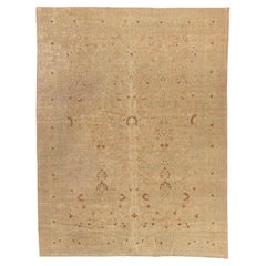 Antique Circa 1920 Tan Persian Meshad Hand Knotted Rug
