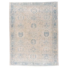 Antique Circa 1920 Tan Persian Subdued Heriz Hand Knotted Rug 8'4 X 11'