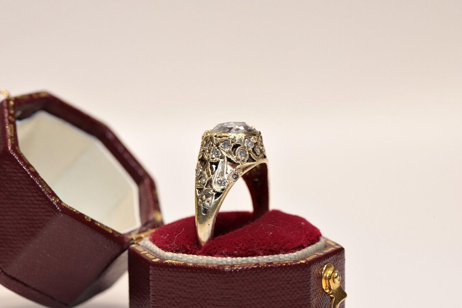 Antiker 14k Gold natürlicher Diamant-Dekorierter Ring, ca. 1920er Jahre im Angebot 4