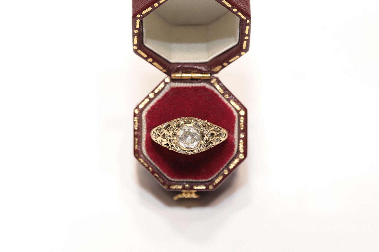 Antique Circa 1920s 14k Gold Natural Diamond Decorated Ring For Sale 5