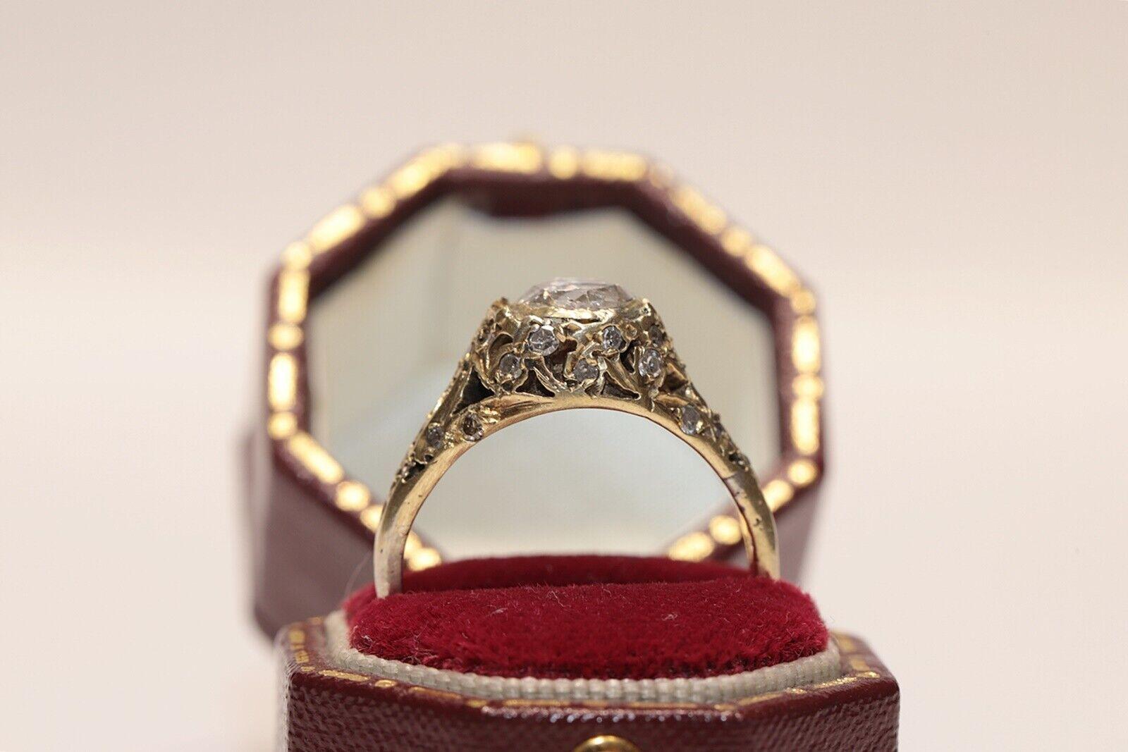 Antique Circa 1920s 14k Gold Natural Diamond Decorated Ring For Sale 6