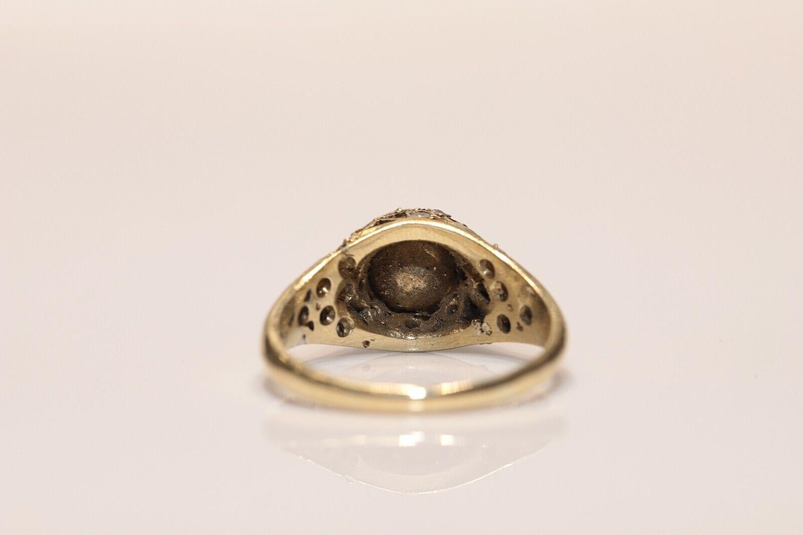 Antique Circa 1920s 14k Gold Natural Diamond Decorated Ring In Good Condition For Sale In Fatih/İstanbul, 34