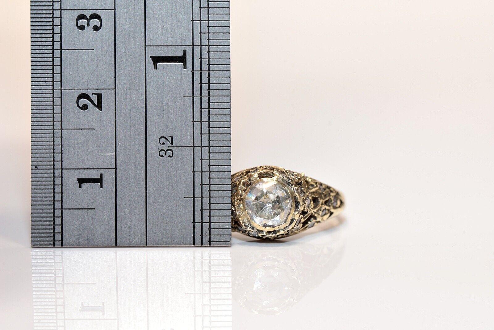 Women's Antique Circa 1920s 14k Gold Natural Diamond Decorated Ring For Sale