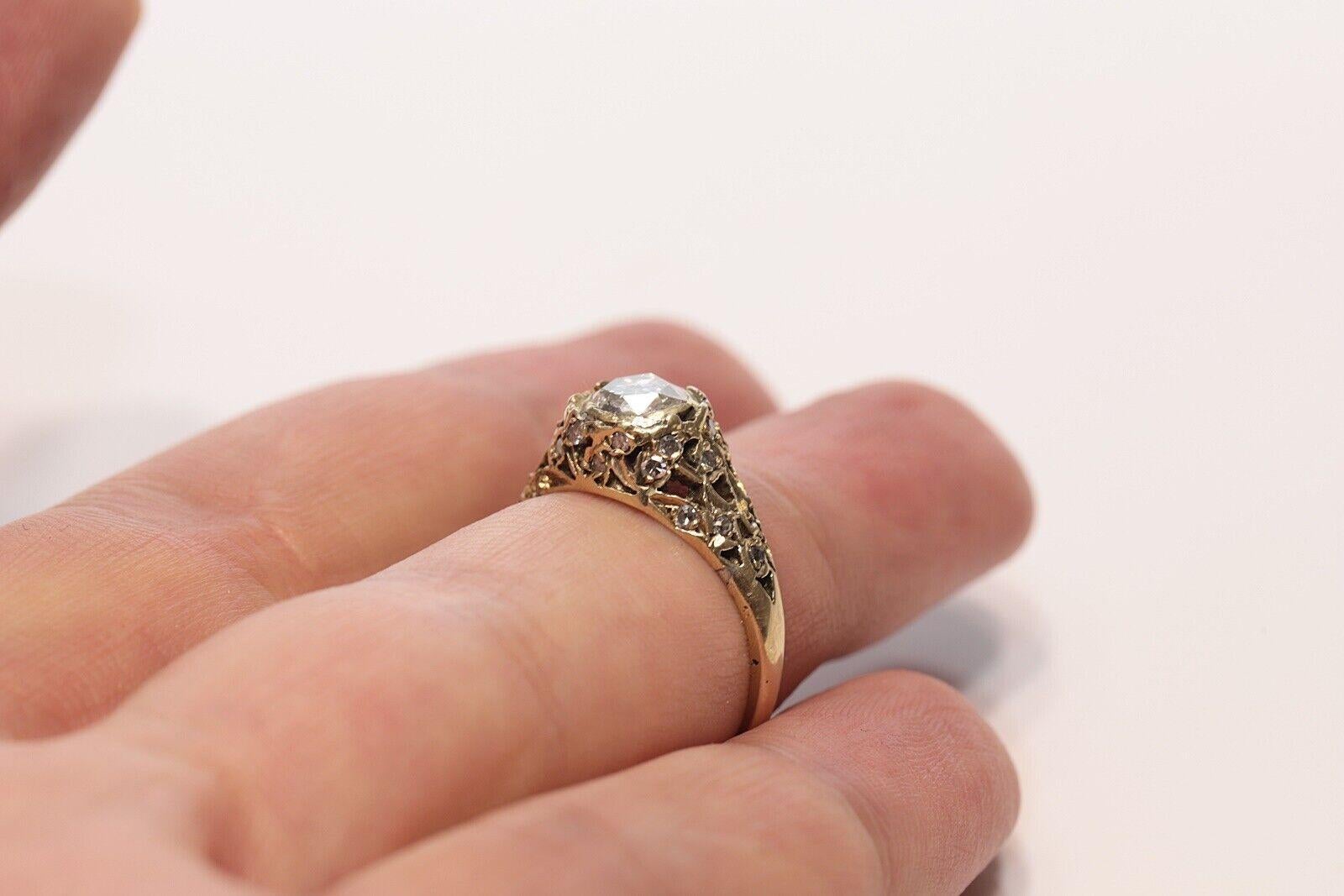 Antiker 14k Gold natürlicher Diamant-Dekorierter Ring, ca. 1920er Jahre im Angebot 2