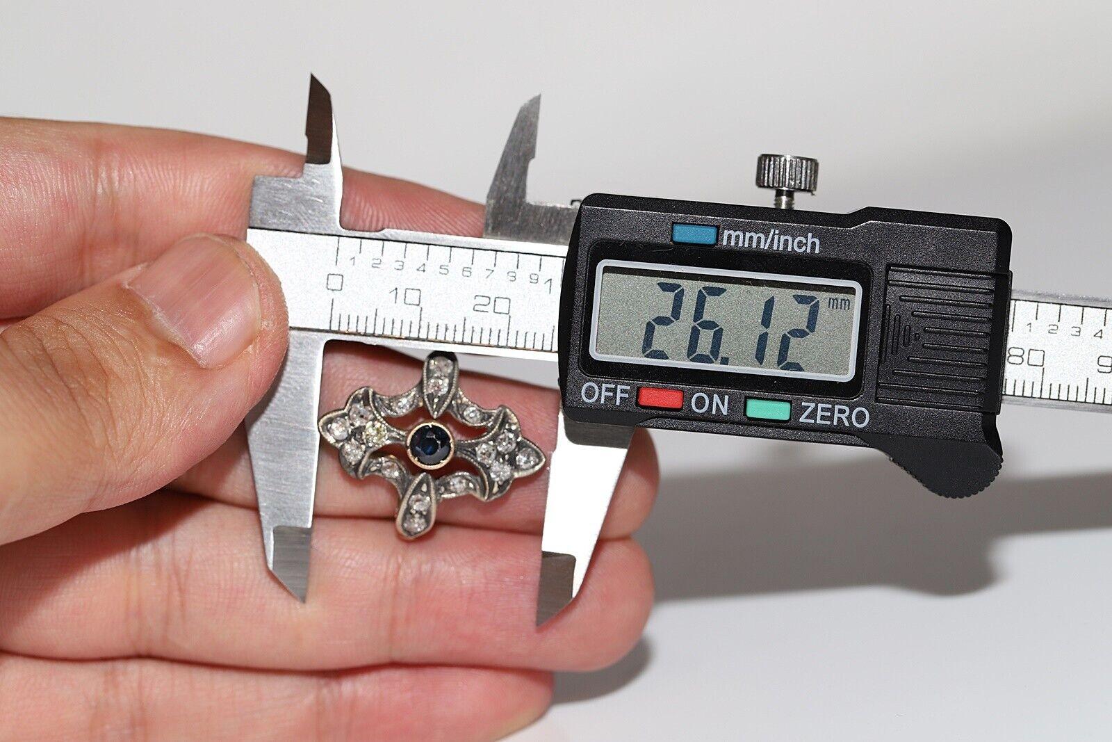 Bague ancienne datant des années 1920, or 14 carats, argent, diamant naturel et saphir en vente 4