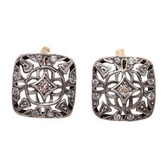 Antico Orecchino decorato con diamanti naturali in oro 14k, anni
20, A. Silver