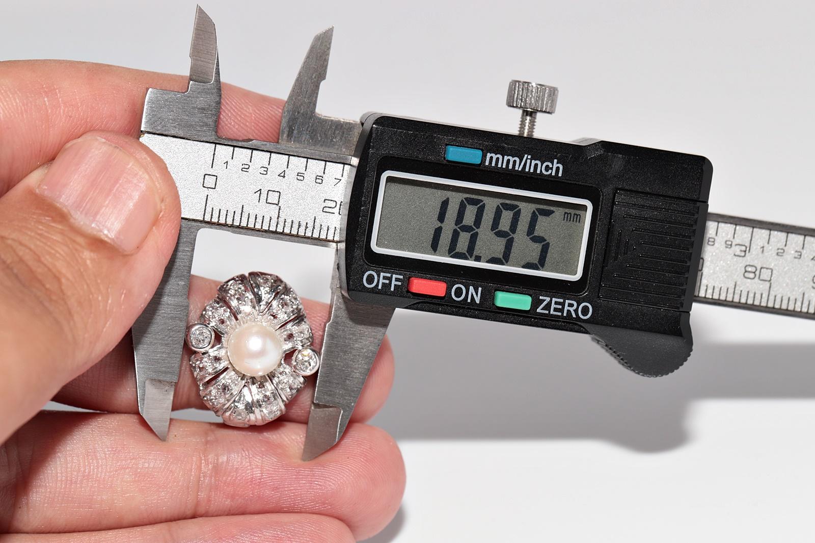 Anello antico CIRCA 1920 in oro 18k Art Decor con diamanti naturali e perle in vendita 12