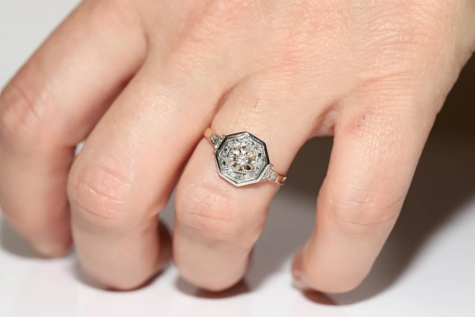 Antique Circa 1920s 18k Gold Art Deco Natural Diamond Decorated Ring For Sale 6