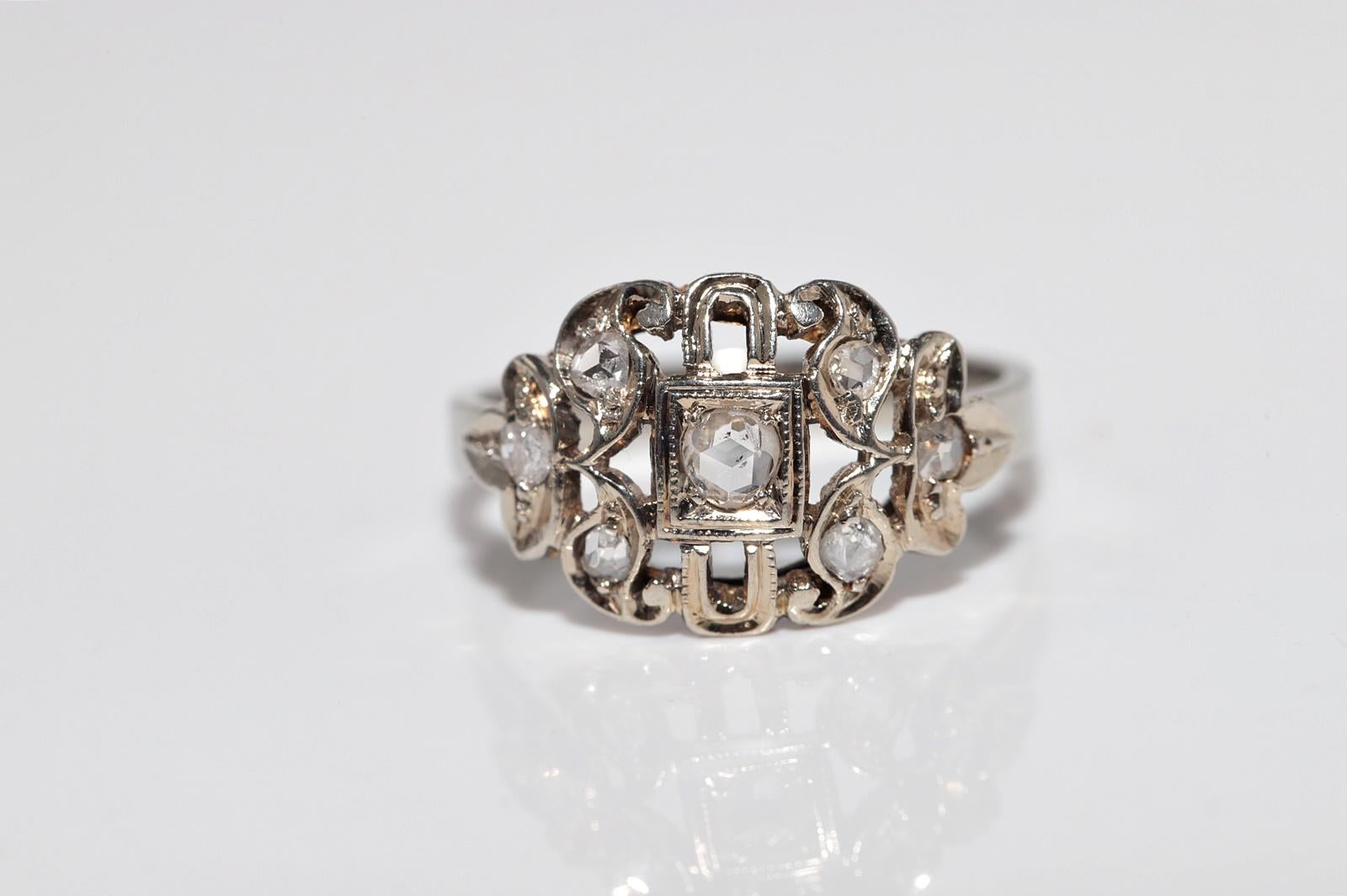 Taille rose Bague Art déco ancienne des années 1920 en or 18 carats décorée de diamants naturels en vente