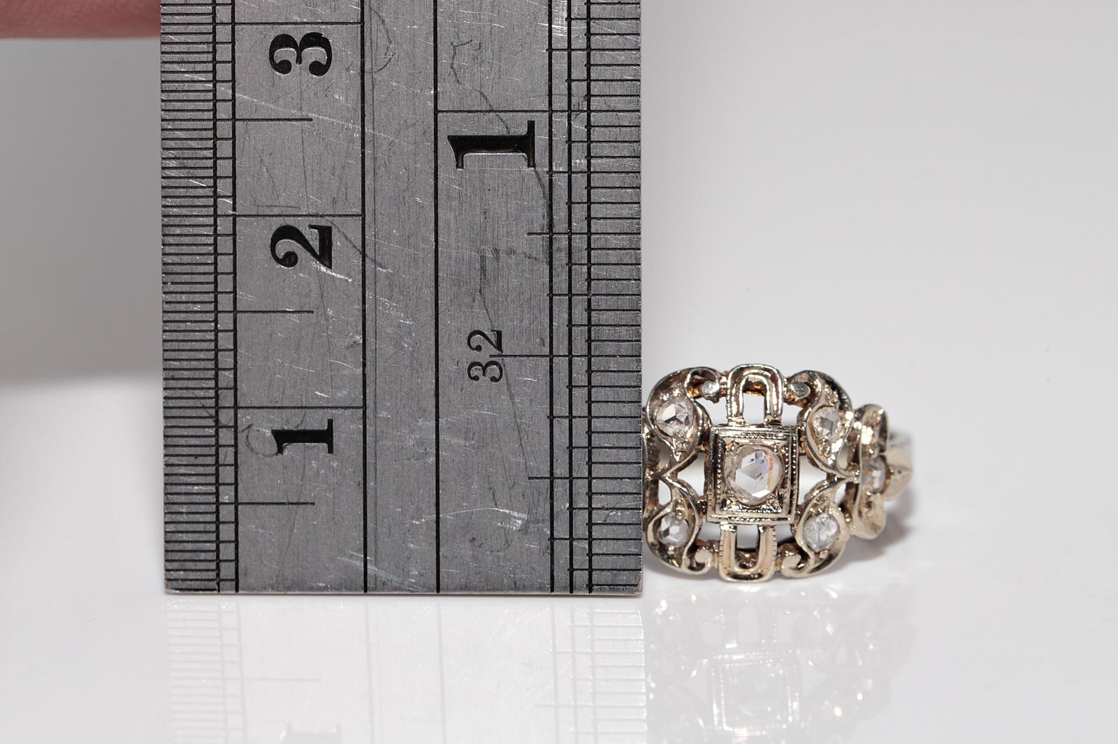 Bague Art déco ancienne des années 1920 en or 18 carats décorée de diamants naturels Bon �état - En vente à Fatih/İstanbul, 34