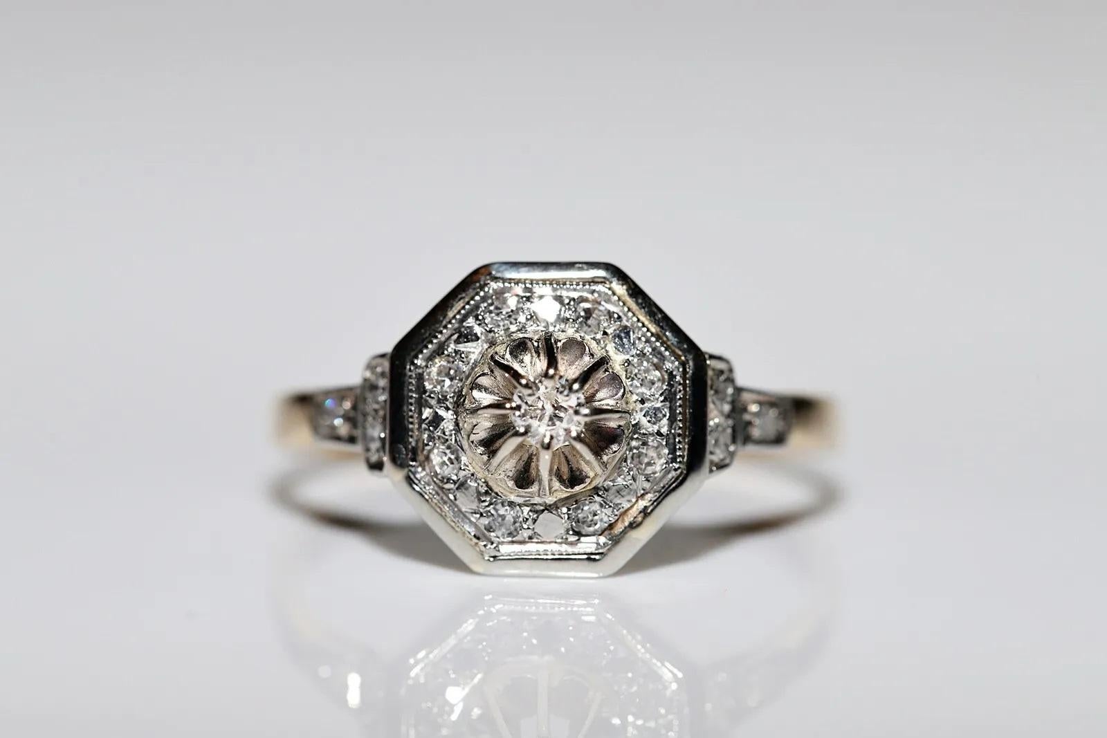 Women's Antique Circa 1920s 18k Gold Art Deco Natural Diamond Decorated Ring For Sale