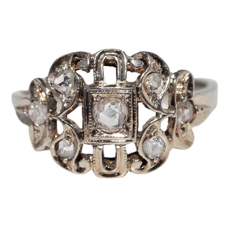 Bague Art déco ancienne des années 1920 en or 18 carats décorée de diamants naturels