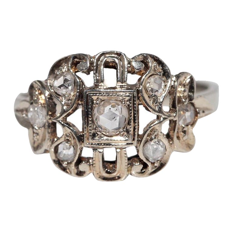 Antique Circa 1920s 18k Gold Art Deco Natural Diamond Decorated Ring