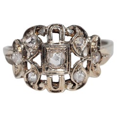 Antiker Art-déco-Ring aus 18 Karat Gold mit natürlichem Diamanten, ca. 1920er Jahre, Art déco
