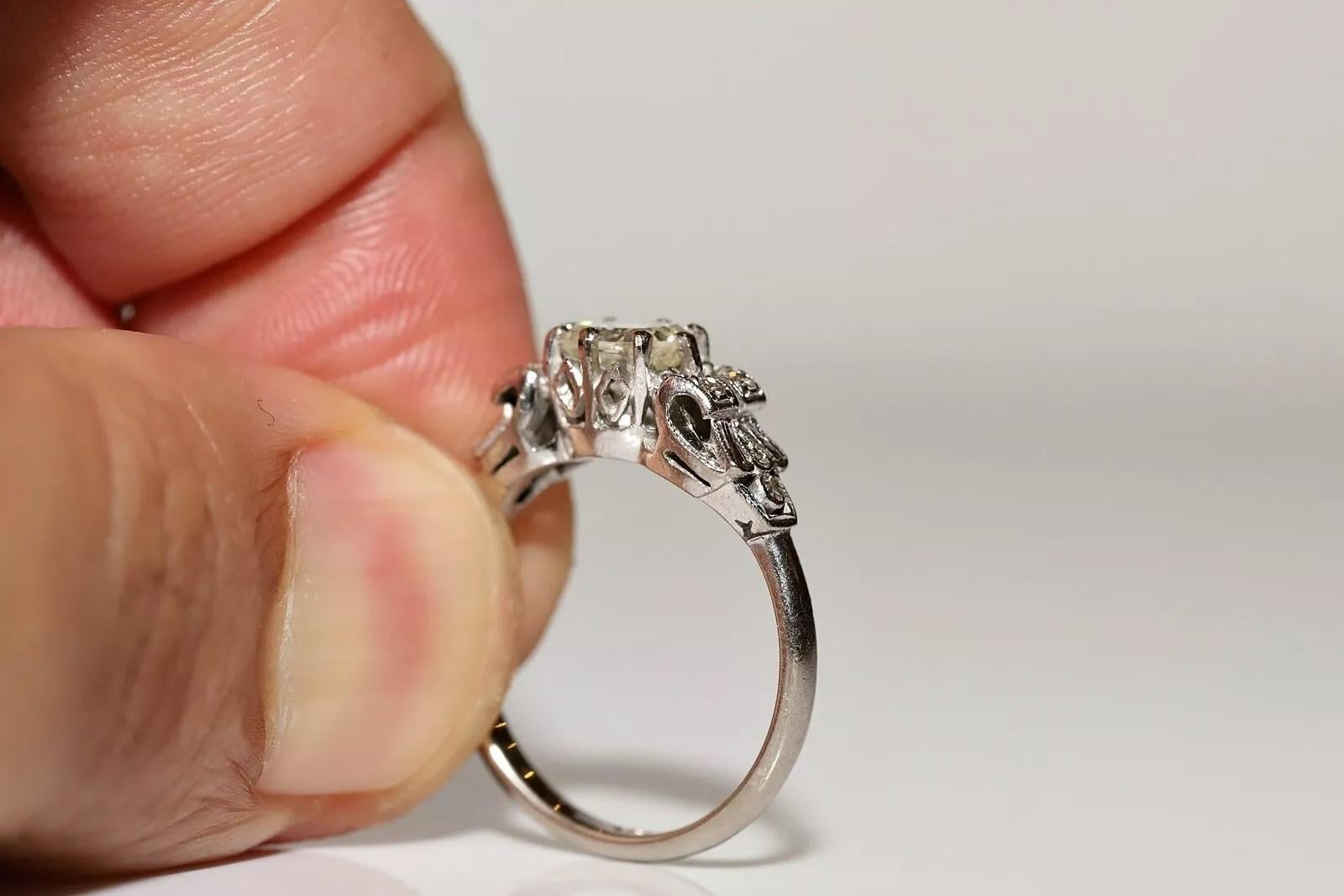 Bague solitaire décorée d'un diamant naturel en or 18k de style Art Decor, circa 1920 Bon état - En vente à Fatih/İstanbul, 34