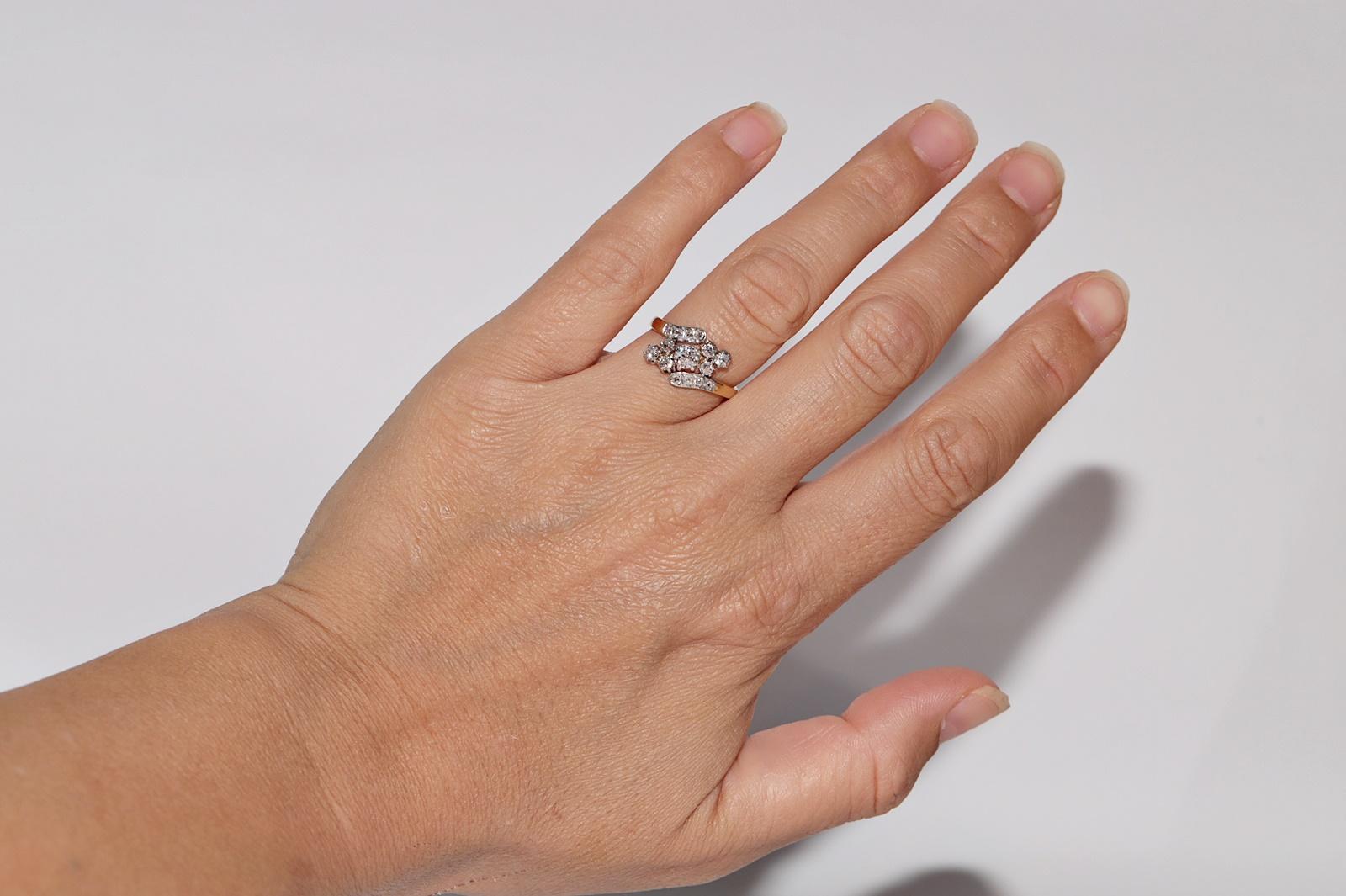 Antique Circa 1920s 18k Gold Handcrafted Natural Old Cut Diamond Decorated Ring For Sale 6