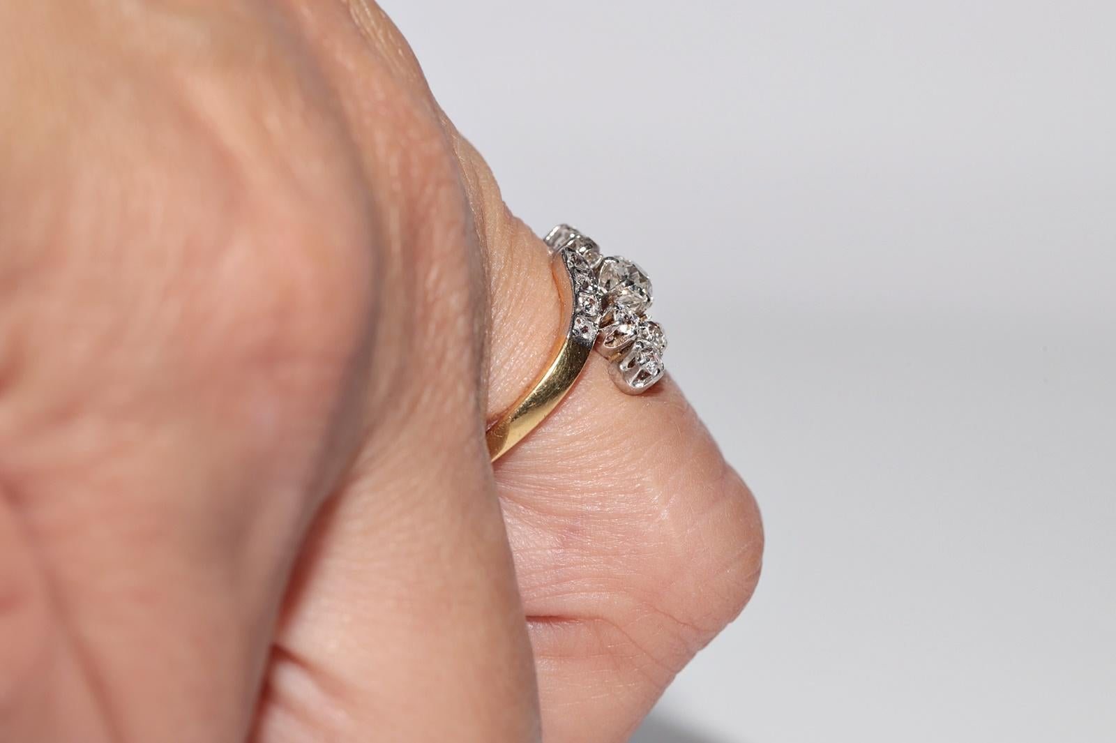 Antique Circa 1920s 18k Gold Handcrafted Natural Old Cut Diamond Decorated Ring For Sale 9