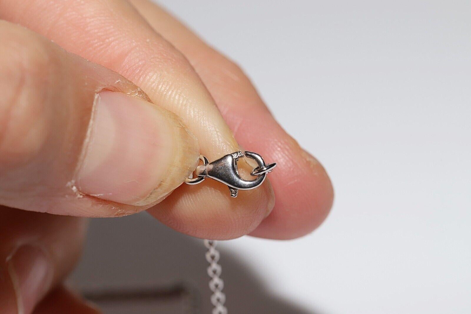 Collar Colgante Antiguo Circa 1920s Oro 18k Diamante Natural y Perla en venta 5