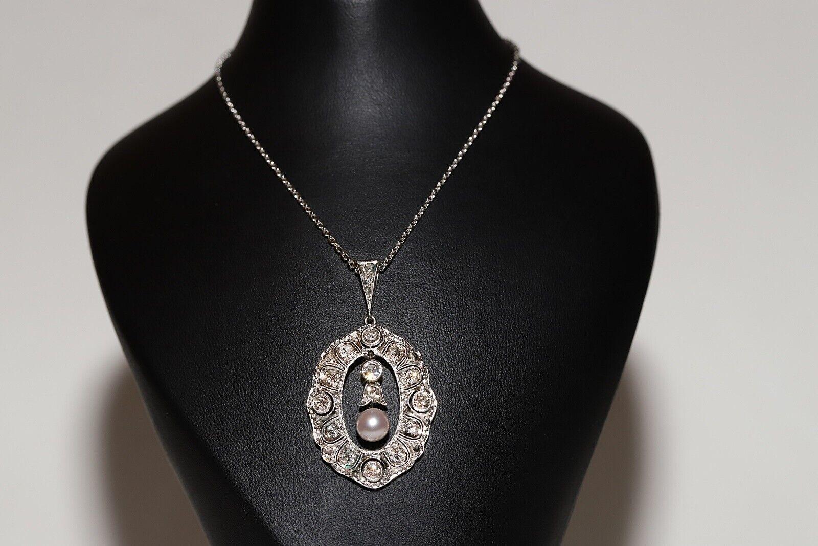 En muy buen estado.
El peso total es de 9 gramos.
Totalmente es diamante talla brillante y  diamante talla rosa totalmente de 1,25 quilates.
El diamante es de color G-H-J-I y claridad vvs-s1.
La longitud total de la cadena es de 45 cm.
Ponte en