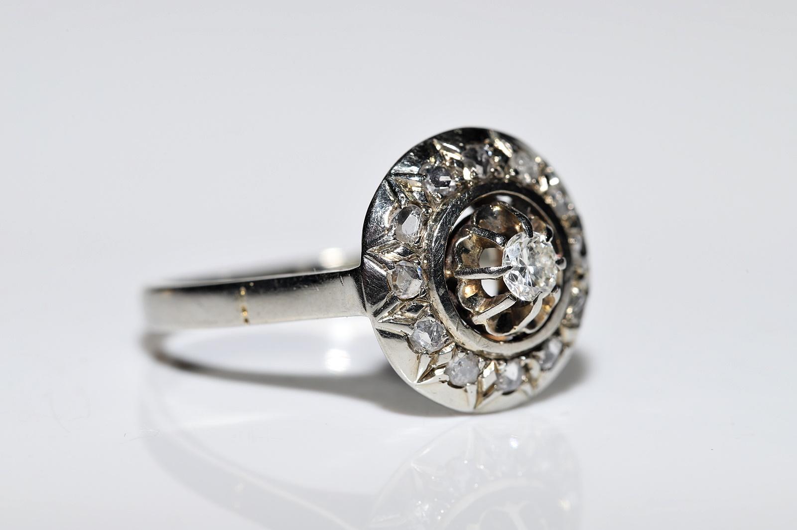 Anillo Antiguo Circa 1920s Oro 18k Decorado con Diamantes Naturales Corte rosa en venta