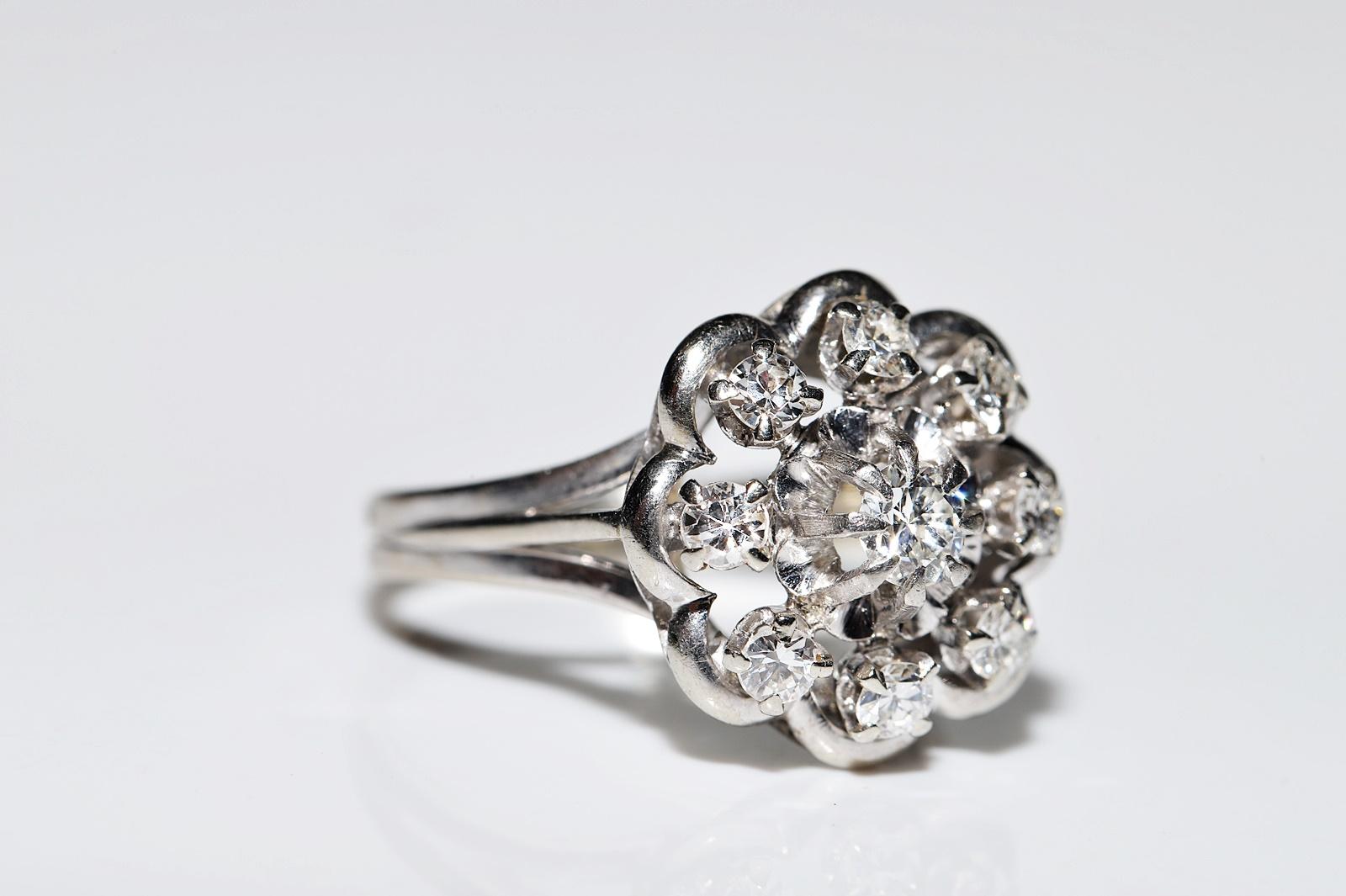 Bague ancienne des années 1920 en or 18 carats décorée de diamants naturels Bon état - En vente à Fatih/İstanbul, 34