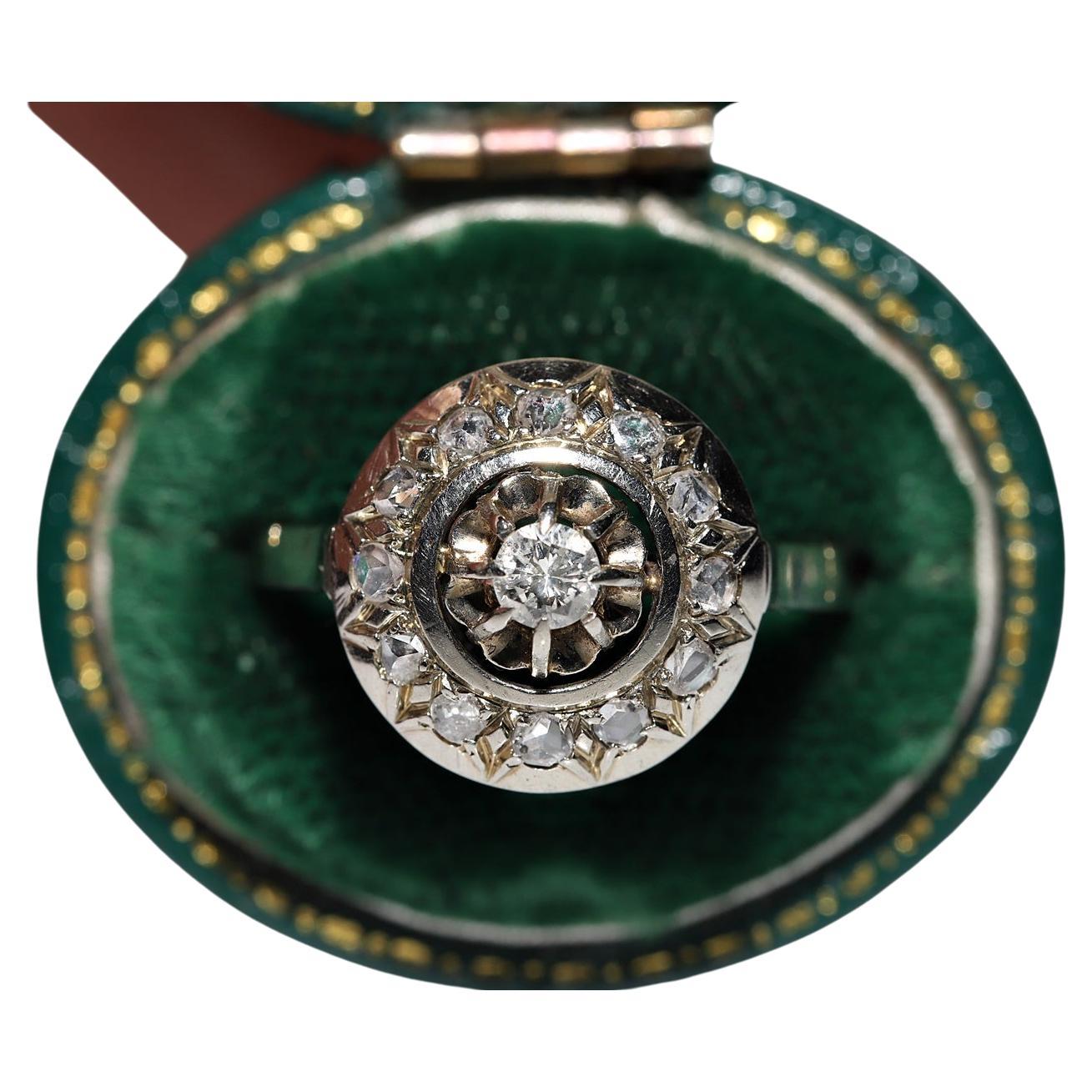 Antiker, dekorativer Ring aus 18 Karat Gold mit natürlichem Diamanten, ca. 1920er Jahre
