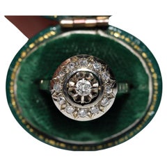 Retro Circa 1920s 18k Gold Natural Diamond Decorated Ring